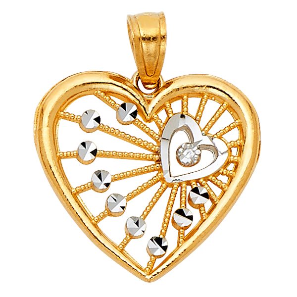 14K 2T Heart Pendant (PT427)