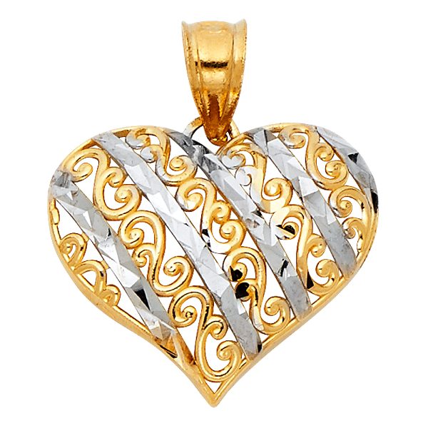 14K 2T Heart Pendant (PT428)