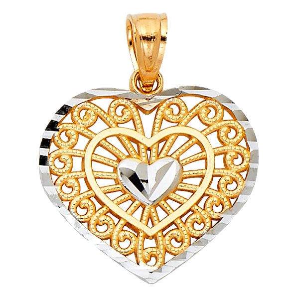 14K 2T Heart Pendant (PT430)