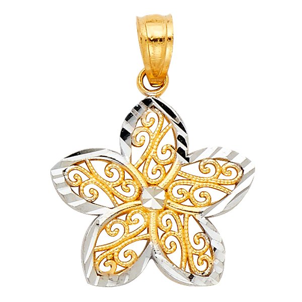 14K 2T Flower Pendant (PT432)