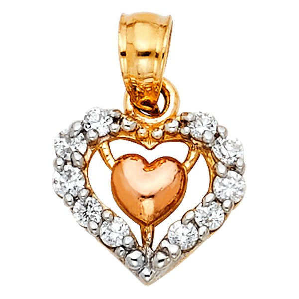 14K 3C Heart Pendant (PT439)