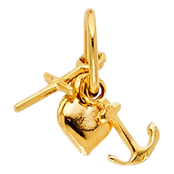 14KY Heart Cross Anchor Pendant (PT462)