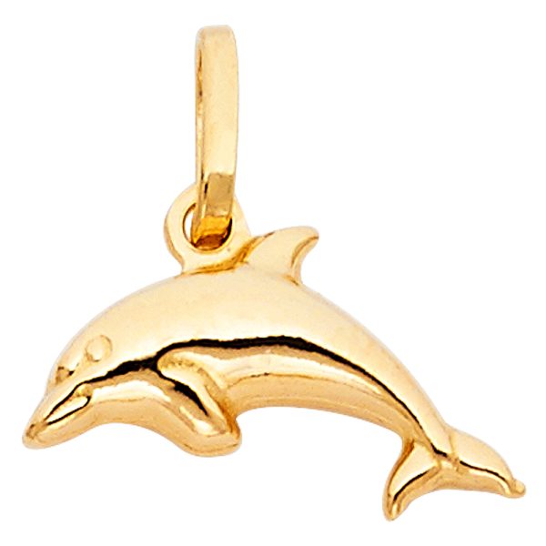 14KY Hollow Dolphin Pendant (PT486)