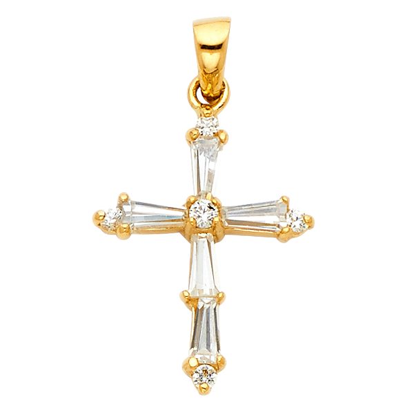 14KY CZ Cross Pendant (PT538)