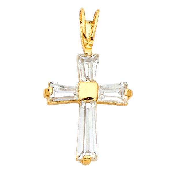 14KY CZ Cross Pendant (PT541)