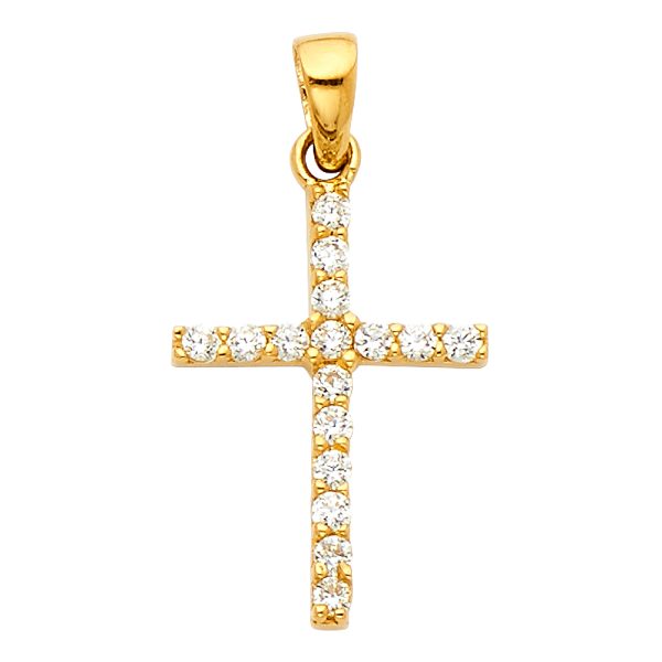 14KY CZ Cross Pendant (PT542)