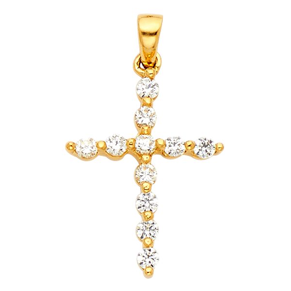 14KY CZ Cross Pendant (PT543)