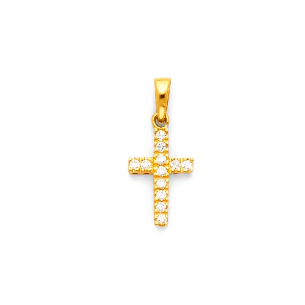 14KY CZ Cross Pendant (PT544)