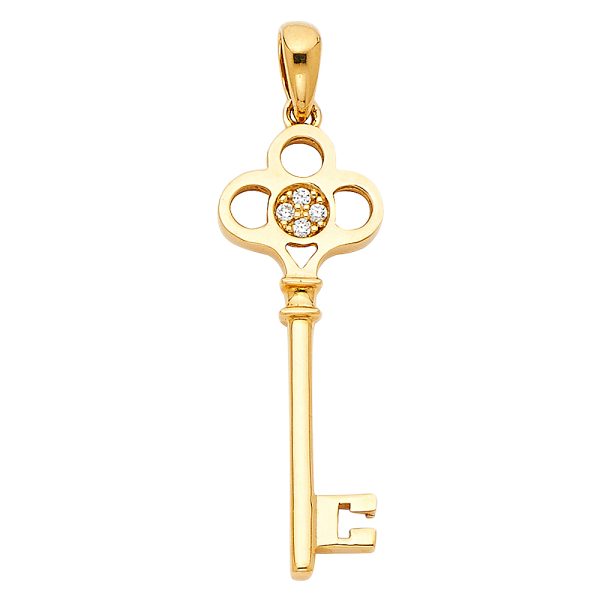 14KY CZ Key Pendant (PT554)