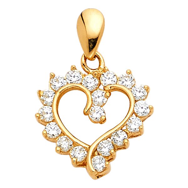 14KY CZ Heart Pendant (PT579)