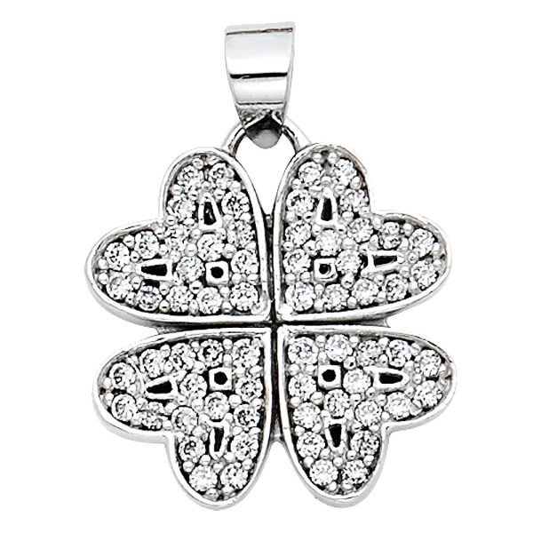 14KW CZ Flower Pendant (PT589)