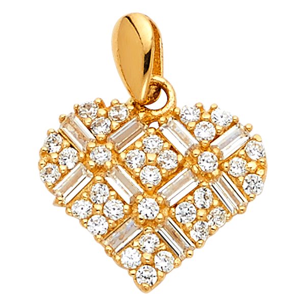 14KY CZ Heart Pendant (PT590)