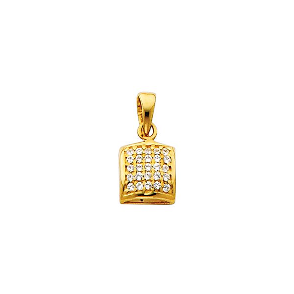 14KY CZ Square Pendant (PT688)