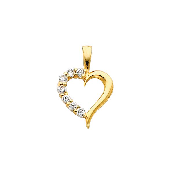 14KY CZ Heart Pendant (PT689)