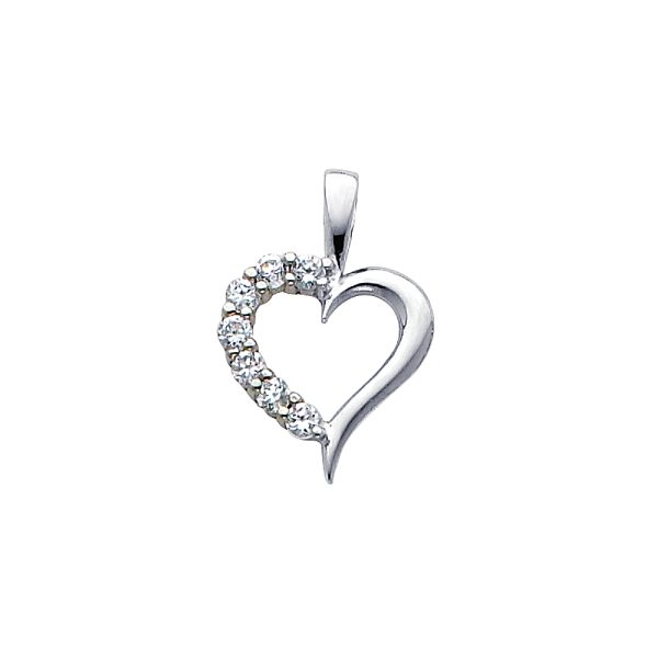 14KW CZ Heart Pendant (PT689W)