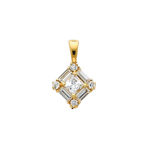 14KY CZ Square Pendant (PT694)