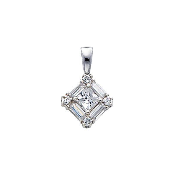 14KW CZ Square Pendant (PT694W)