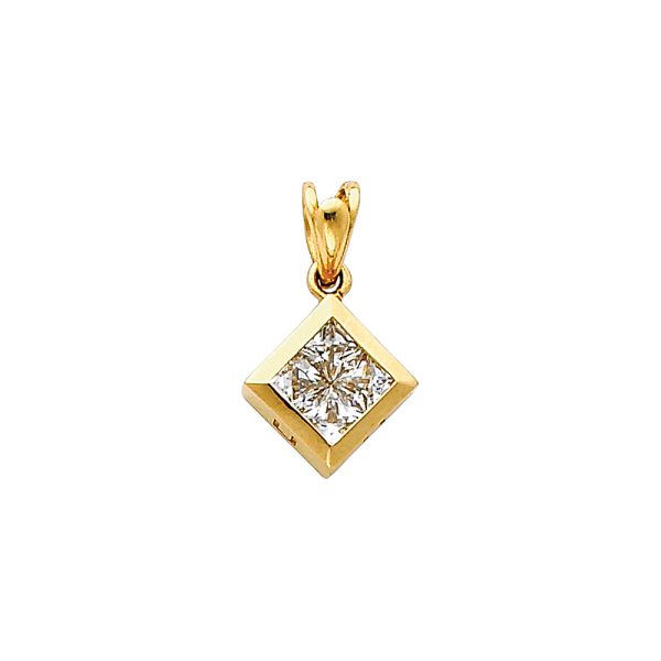 14KY CZ Square Pendant (PT695)