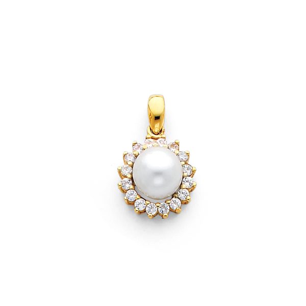 14KY CZ Pearl Pendant (PT724)