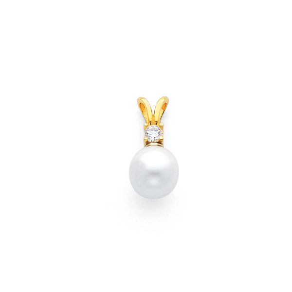 14KY CZ Pearl Pendant (PT725)