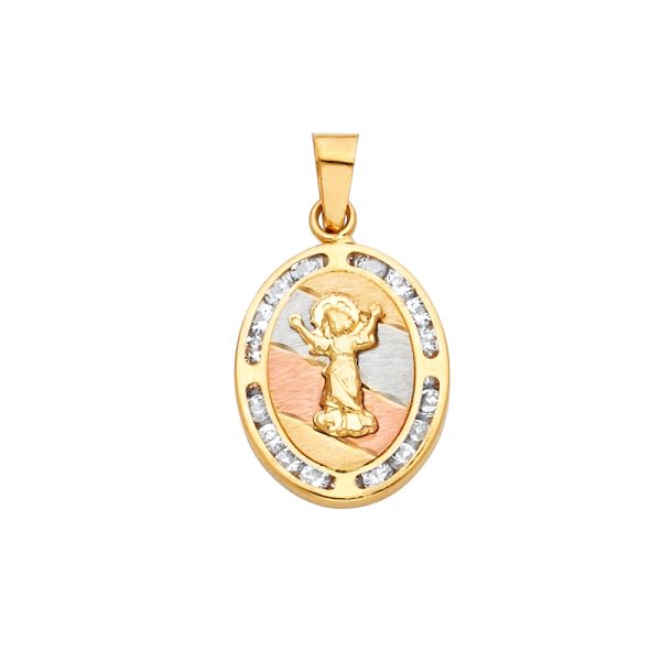 14K 3C CZ Religious Pendant (PT742)