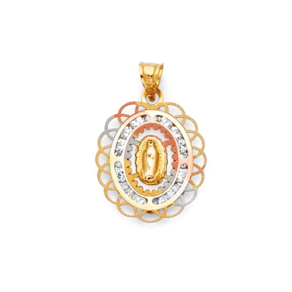 14K 3C Guadalupe CZ Medal