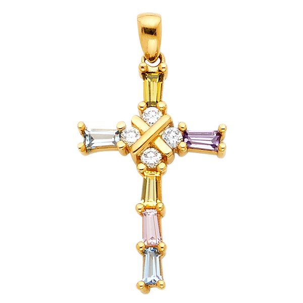 14KY Cross CZ Pendant