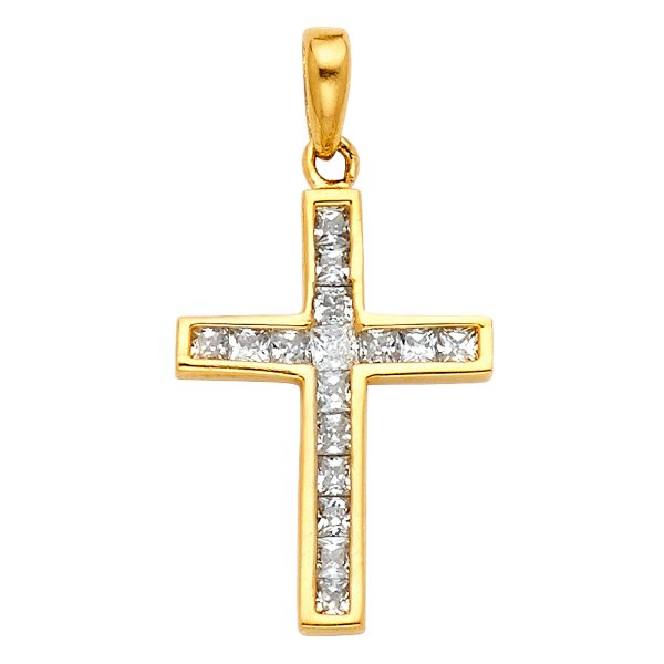 14KY Cross CZ Pendant