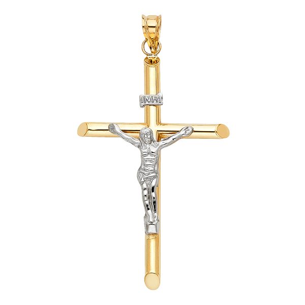 14K 2T Crucifix Pendant