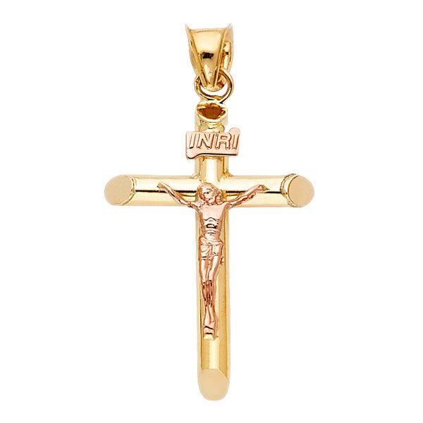 14K 2T Crucifix Pendant