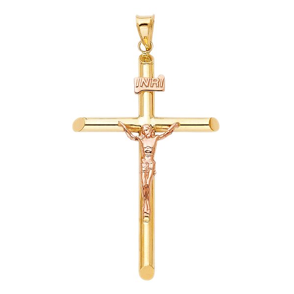 14K 2T Crucifix Pendant