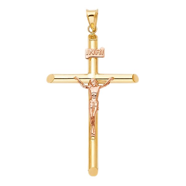 14K 2T Crucifix Pendant