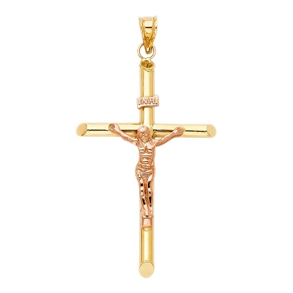 14K 2T Crucifix Pendant