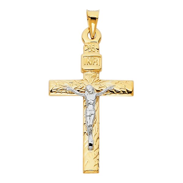 14K 2T Crucifix Pendant