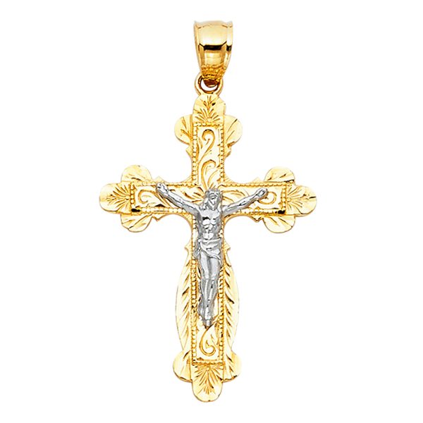 14K 2T Crucifix Pendant