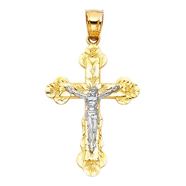 14K 2T Crucifix Pendant