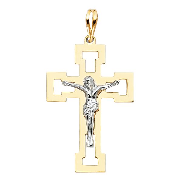 14K 2T Crucifix Pendant