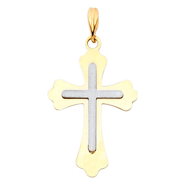 14K 2T Cross Pendant