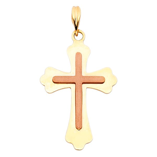 14K 2T Cross Pendant