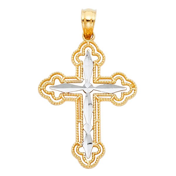 14K 2T Cross Pendant