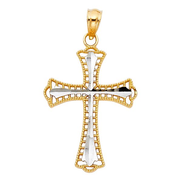 14K 2T Cross Pendant