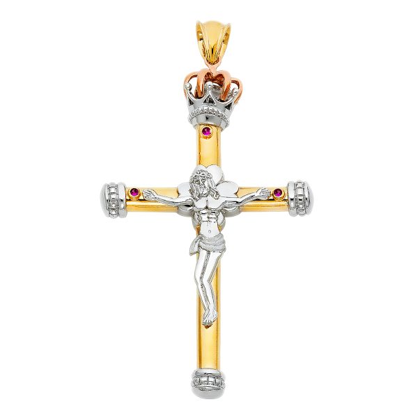 14K 3C Fancy Crucifix Pendant