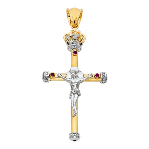 14K 2T Fancy Crucifix Pendant