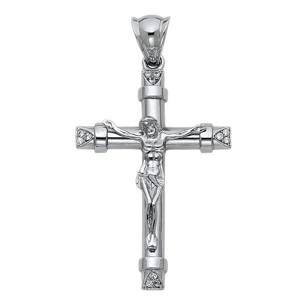 14KW CZ Fancy Crucifix Pendant