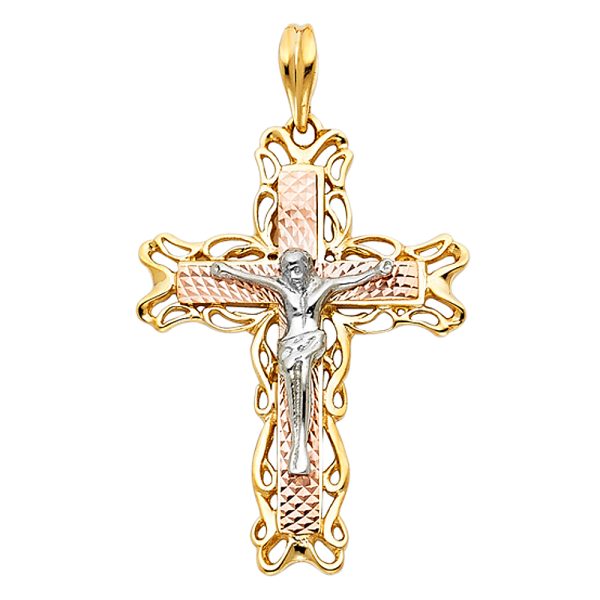 14K 3C Fancy Crucifix Pendant