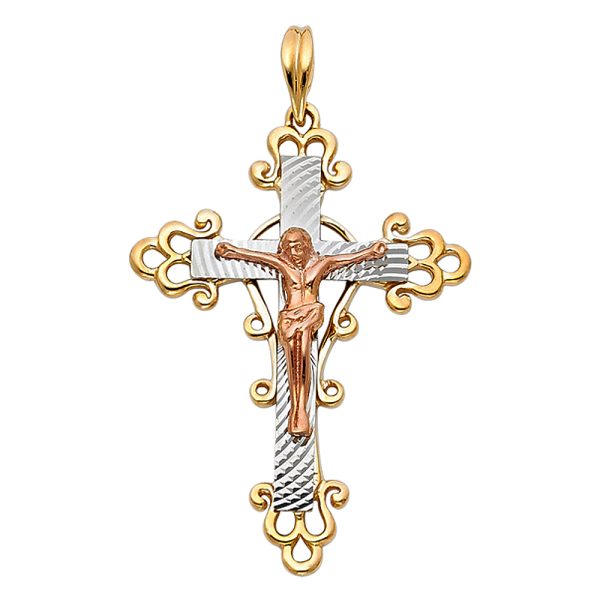 14K 3C Fancy Crucifix Pendant