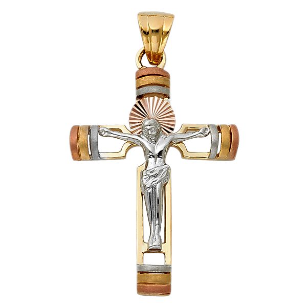 14K 3C Fancy Crucifix Pendant