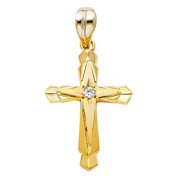 14KY CZ Cross Pendant