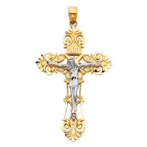 14K 2T Crucifix Pendant