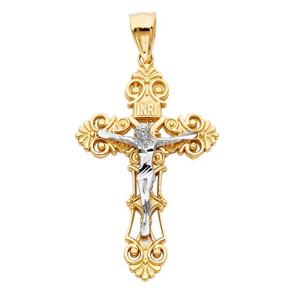 14K 2T Crucifix Pendant